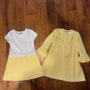 Vintage Rare Editions Girls' Yellow & White Dress with Matching Yellow Coat